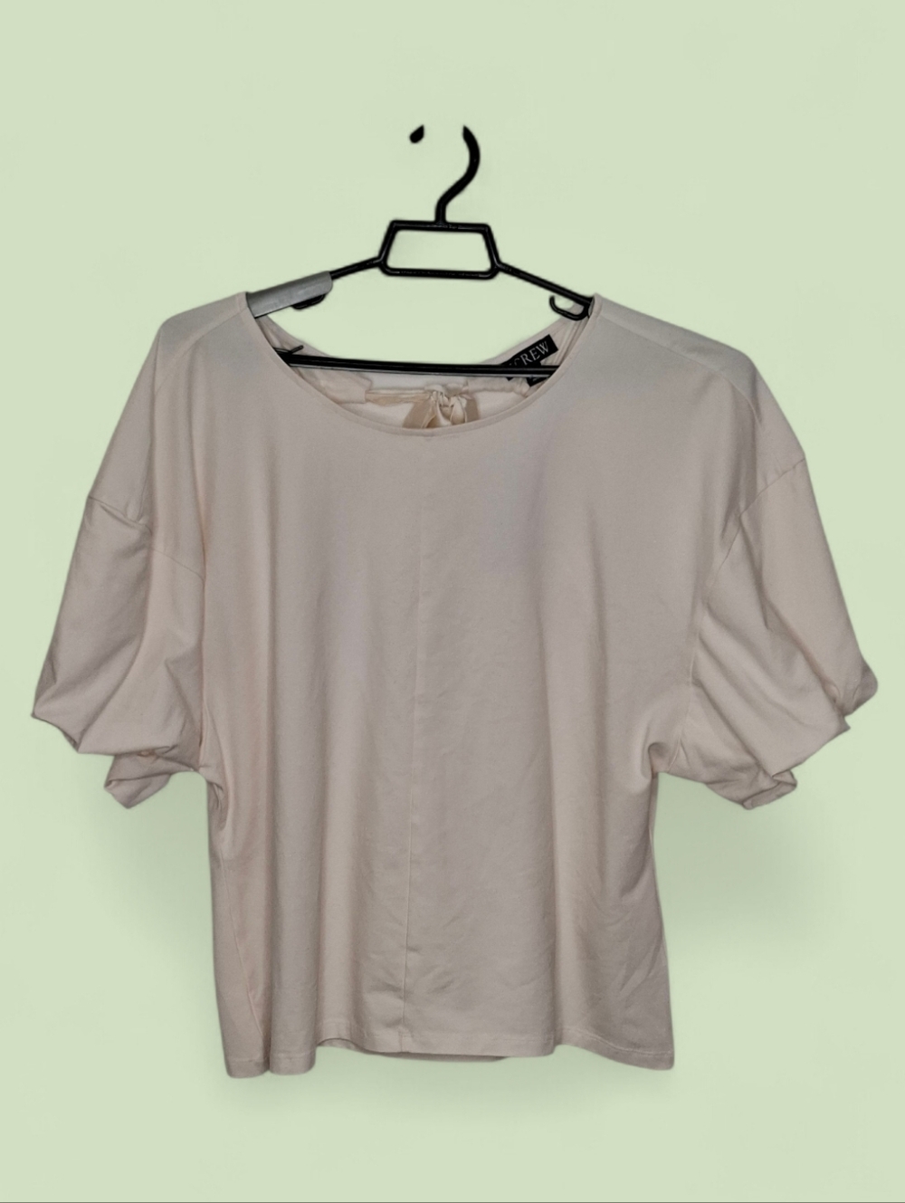 J. Crew Puff Sleeve Blouse Keyhole Back Ivory Size 3X NWT